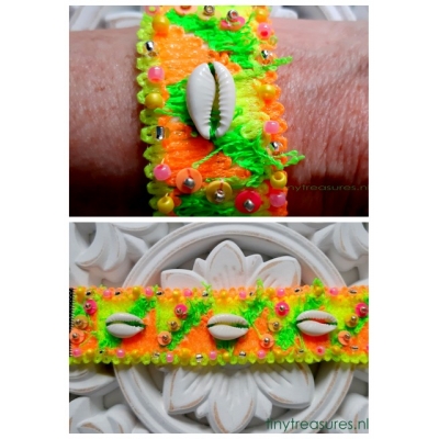 ibiza armband neon met schelpen ibiza armband neon met schelpen